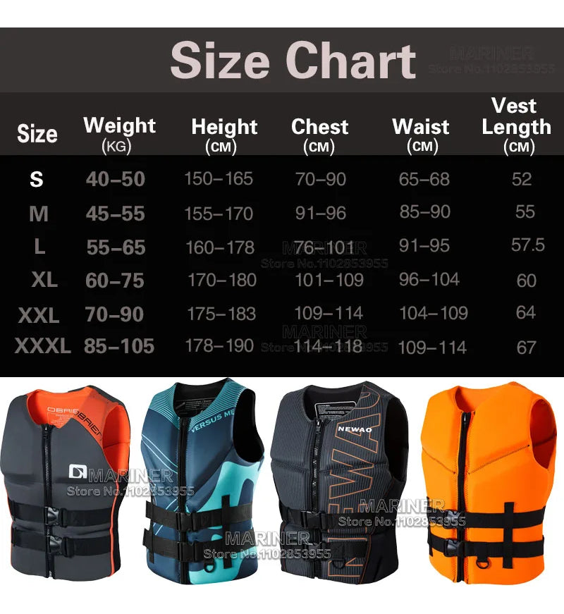 adult Life Jacket Neoprene Men's Life Vest Water Sports