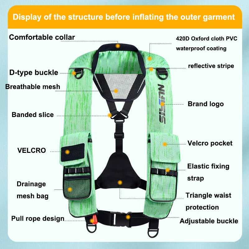 adult Water Sports Automatic Manual Inflatable Life Jacket