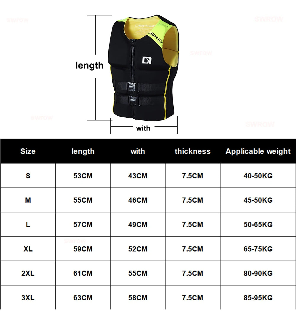 Surf Adult Life Jacket Swimming Floatation Clothing Neoprene