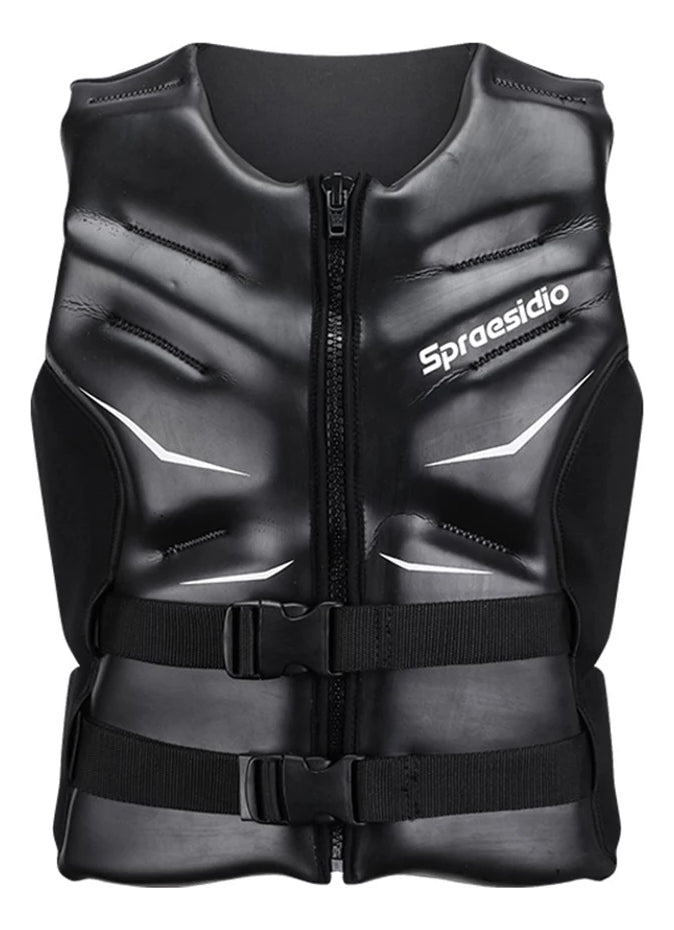 high Buoyancy Black Water Sports Leather Life Vest