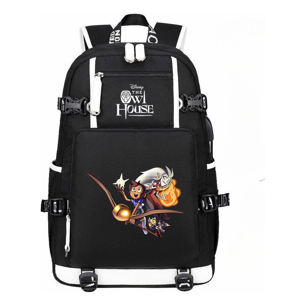 Anime Owl Magic Print Youth Student School Bag Backpack Leisure Travel Backpack