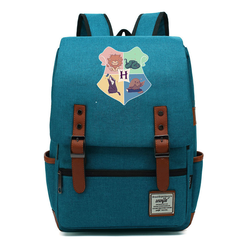 School Of Magic Printed Schoolbags For Young Students, Casual Belt Buckles And Classic Backpacks