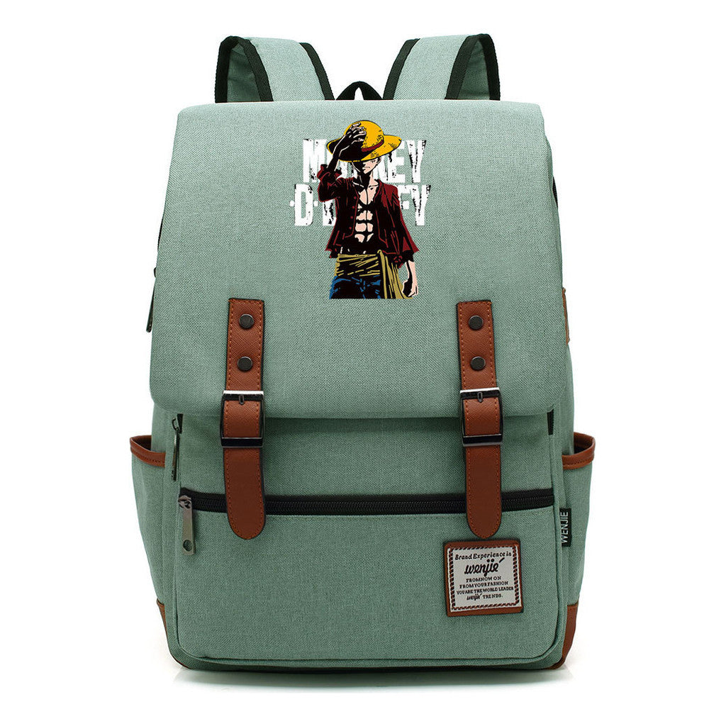 Anime Pirate King Luffy Printed Student Backpack For Men And Women With Casual Belt Buckle Classic Backpack
