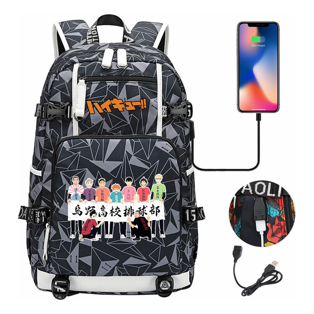 Volleyball Youth Usb Large Capacity Youth Student School Bag Men's And Women's Leisure Travel Backpack