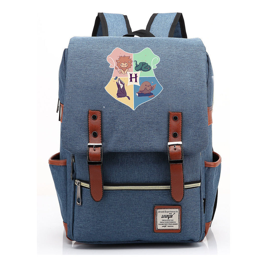 School Of Magic Printed Schoolbags For Young Students, Casual Belt Buckles And Classic Backpacks