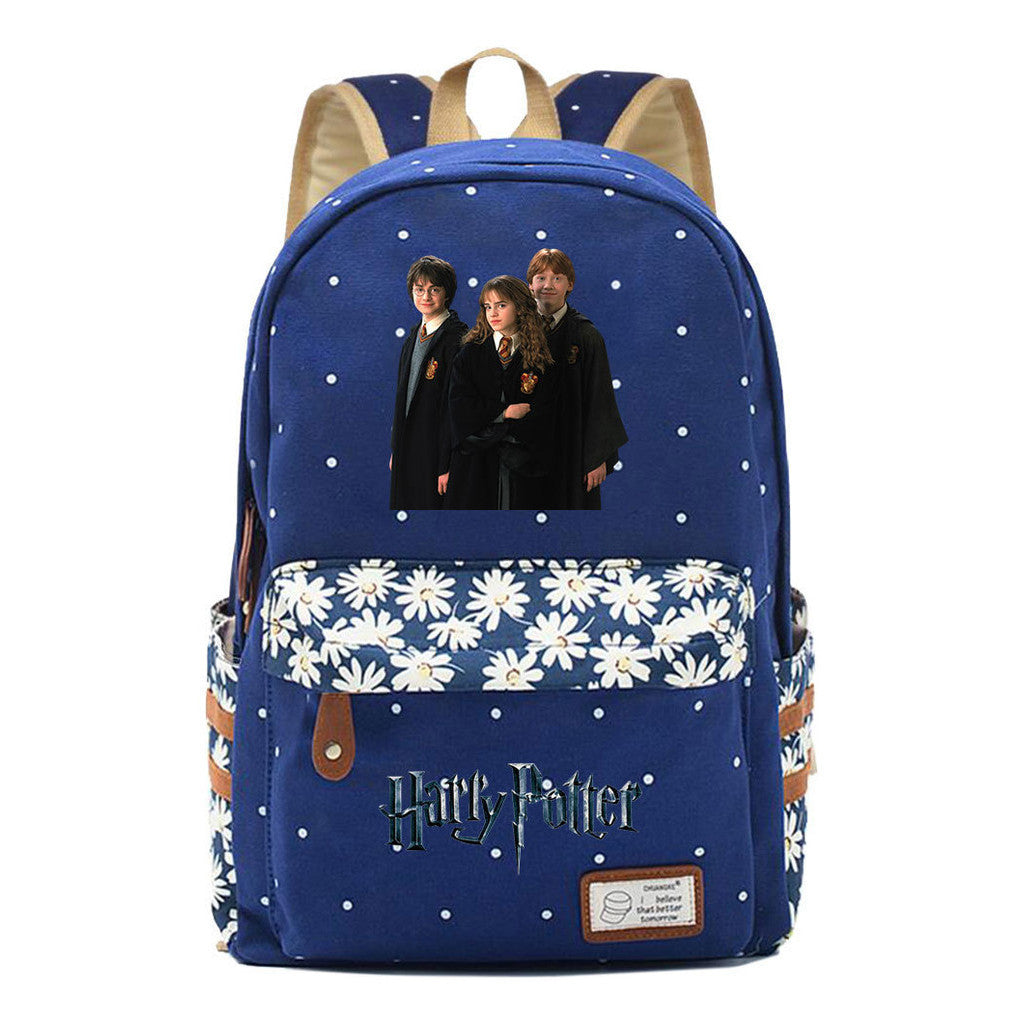 School Of Witchcraft And Wizardry Student Backpack With Floral Canvas Backpack