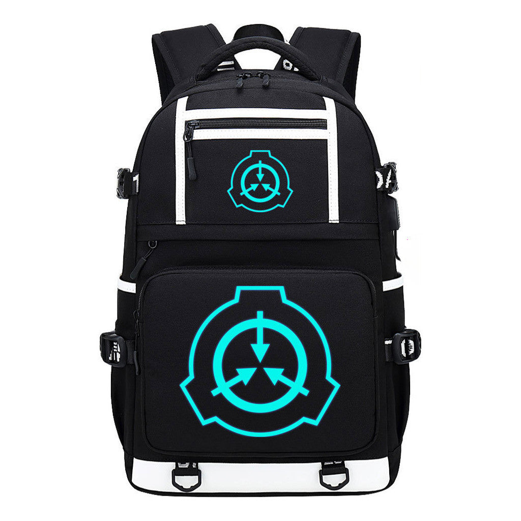 Blue Glow Printed Usb Youth Student Backpack For Men And Women's Leisure Travel Backpack