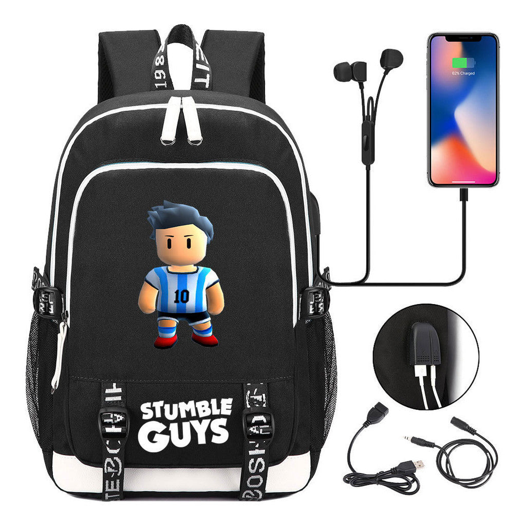 Printed Student Backpack Usb Men's And Women's Leisure Backpack