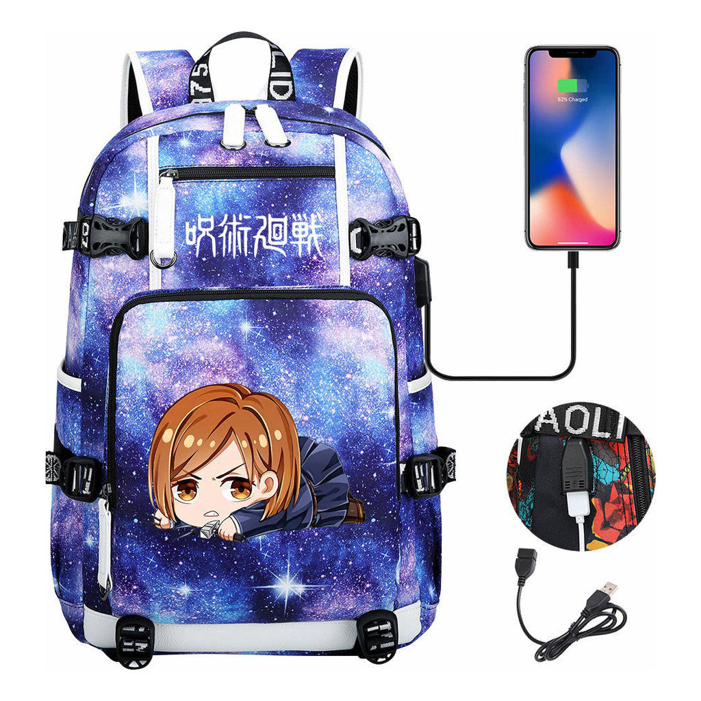 Printed Usb Youth Student Backpack For Men And Women's Leisure Large Capacity Travel Backpack