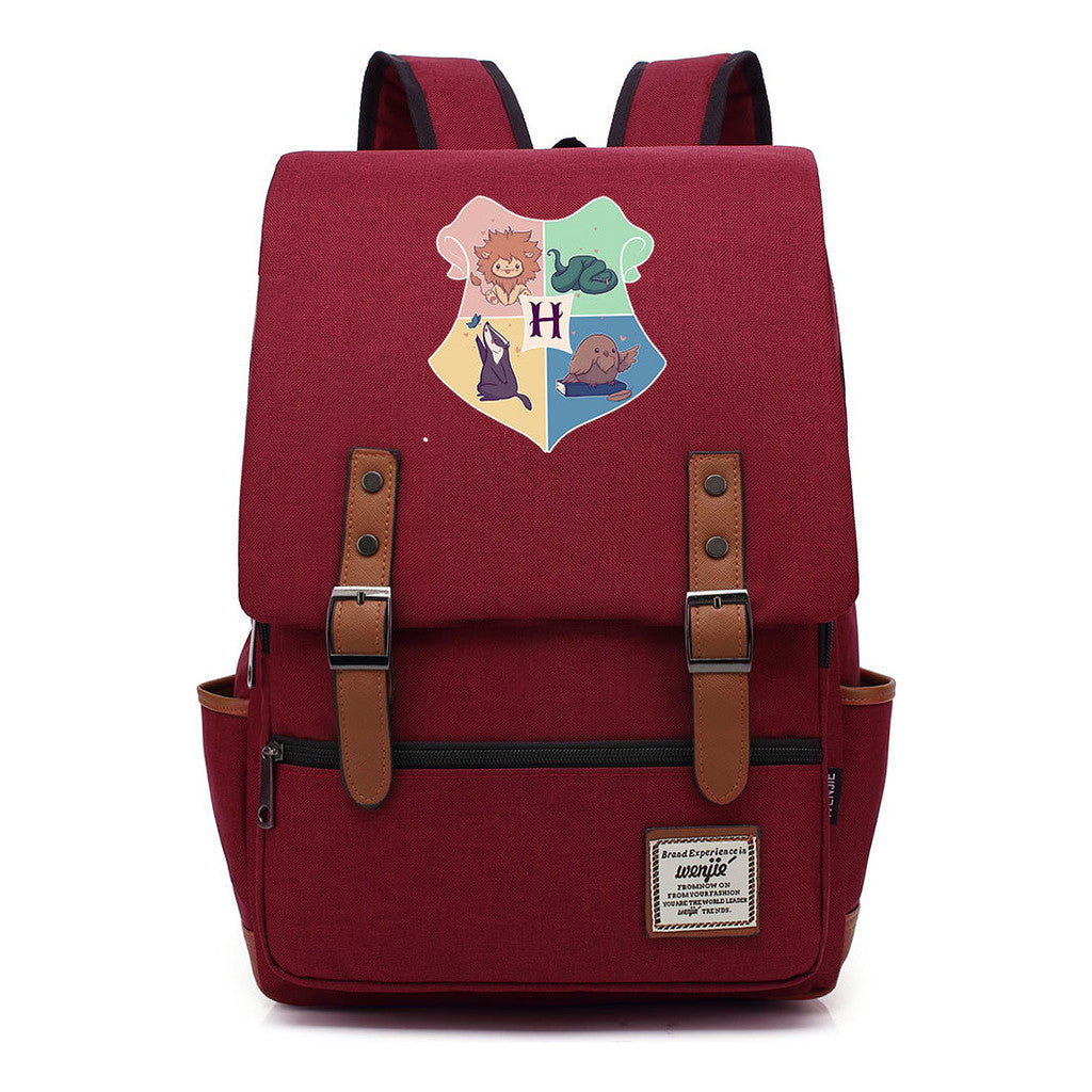 School Of Magic Printed Schoolbags For Young Students, Casual Belt Buckles And Classic Backpacks