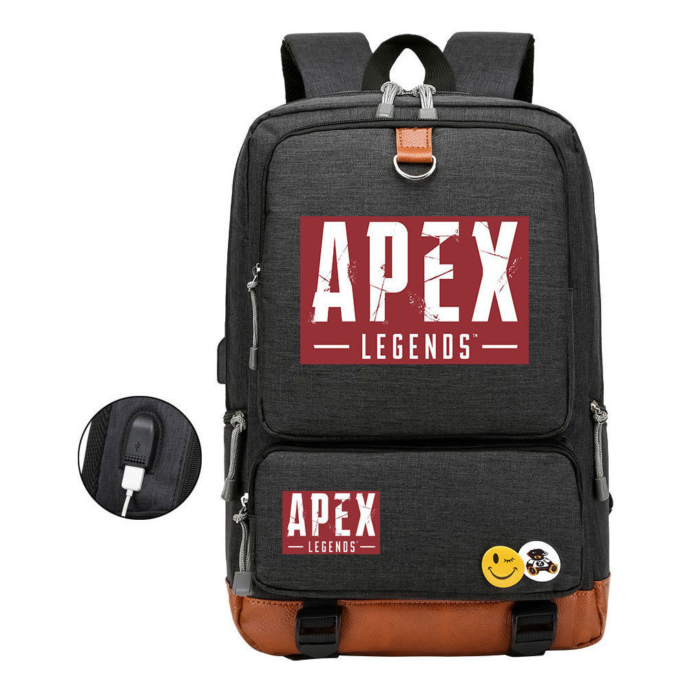 Apex Hero Print Usb Youth School Bag Leisure Travel Backpack