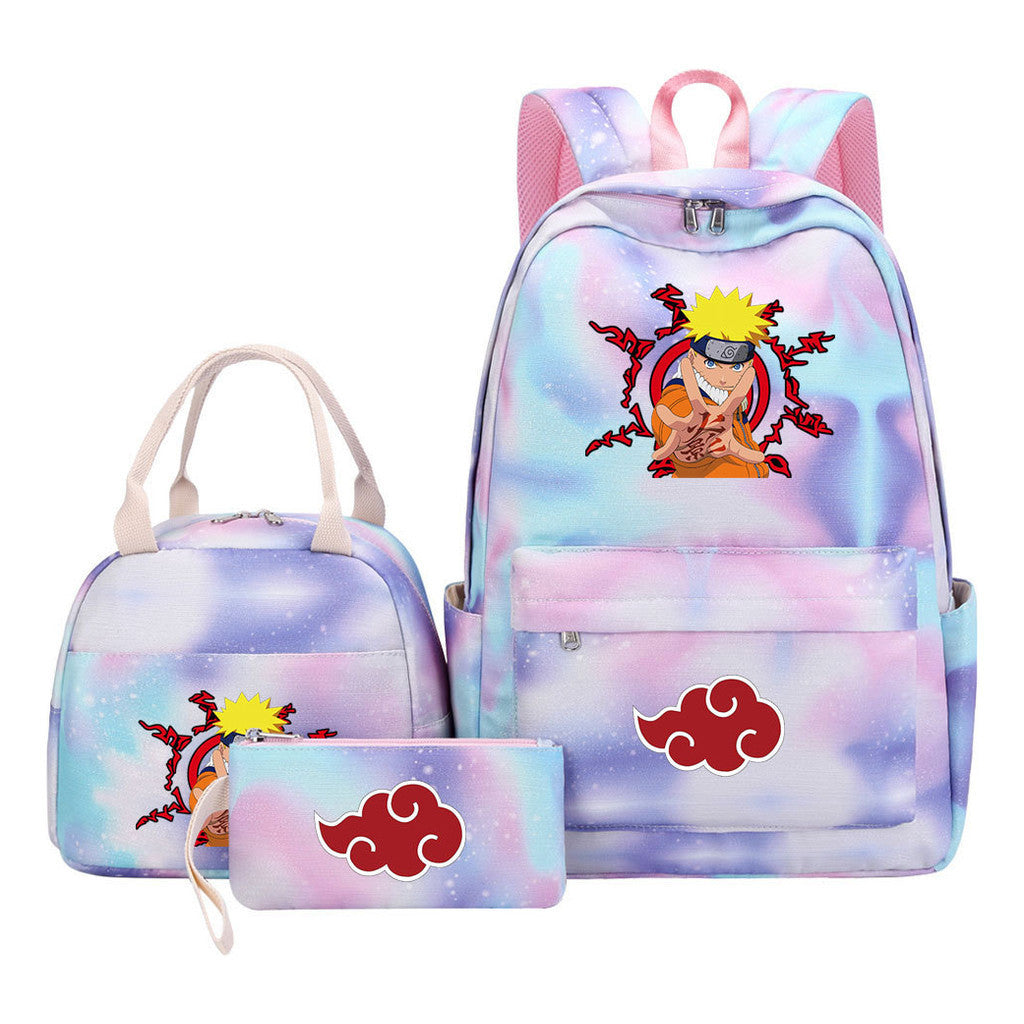 Naruto Teenage Student Girls School Bag Lunch Bag Three Piece Set Backpack Set