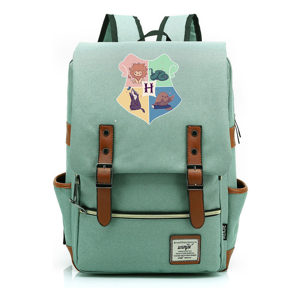 School Of Magic Printed Schoolbags For Young Students, Casual Belt Buckles And Classic Backpacks