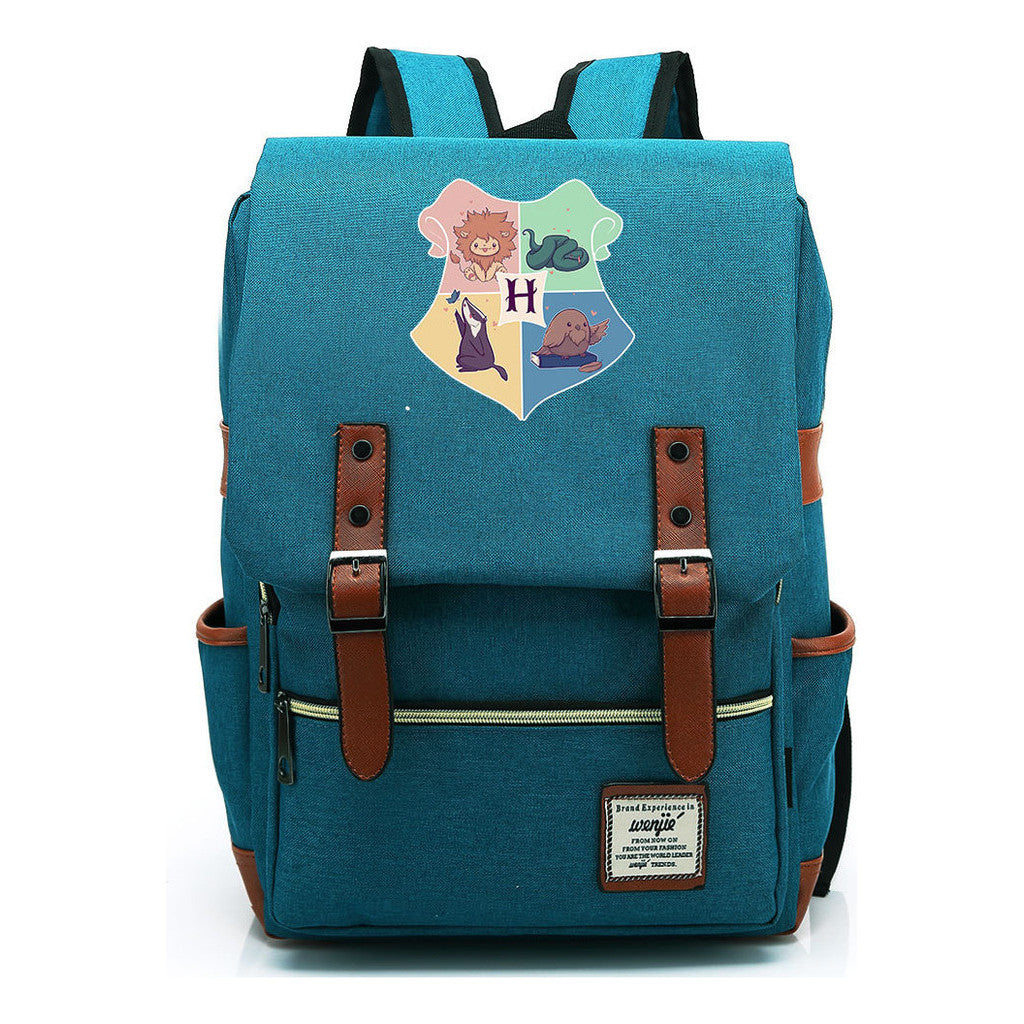 School Of Magic Printed Schoolbags For Young Students, Casual Belt Buckles And Classic Backpacks