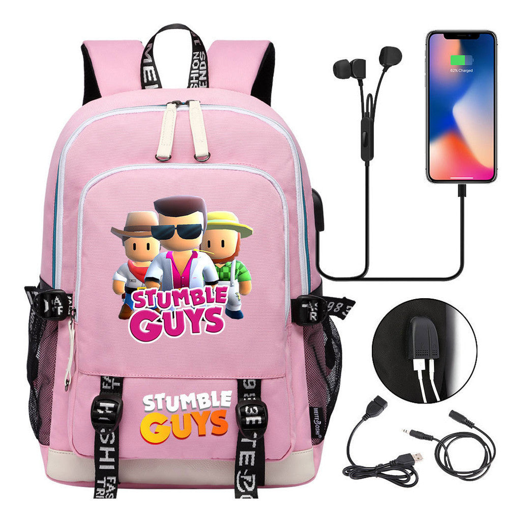 Printed Student Backpack Usb Leisure Backpack