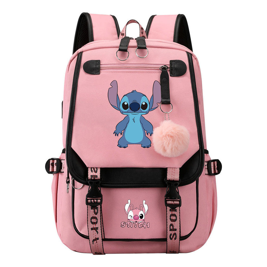 Usb Student Backpack Men's And Women's Casual Woven Strap Flip Backpack