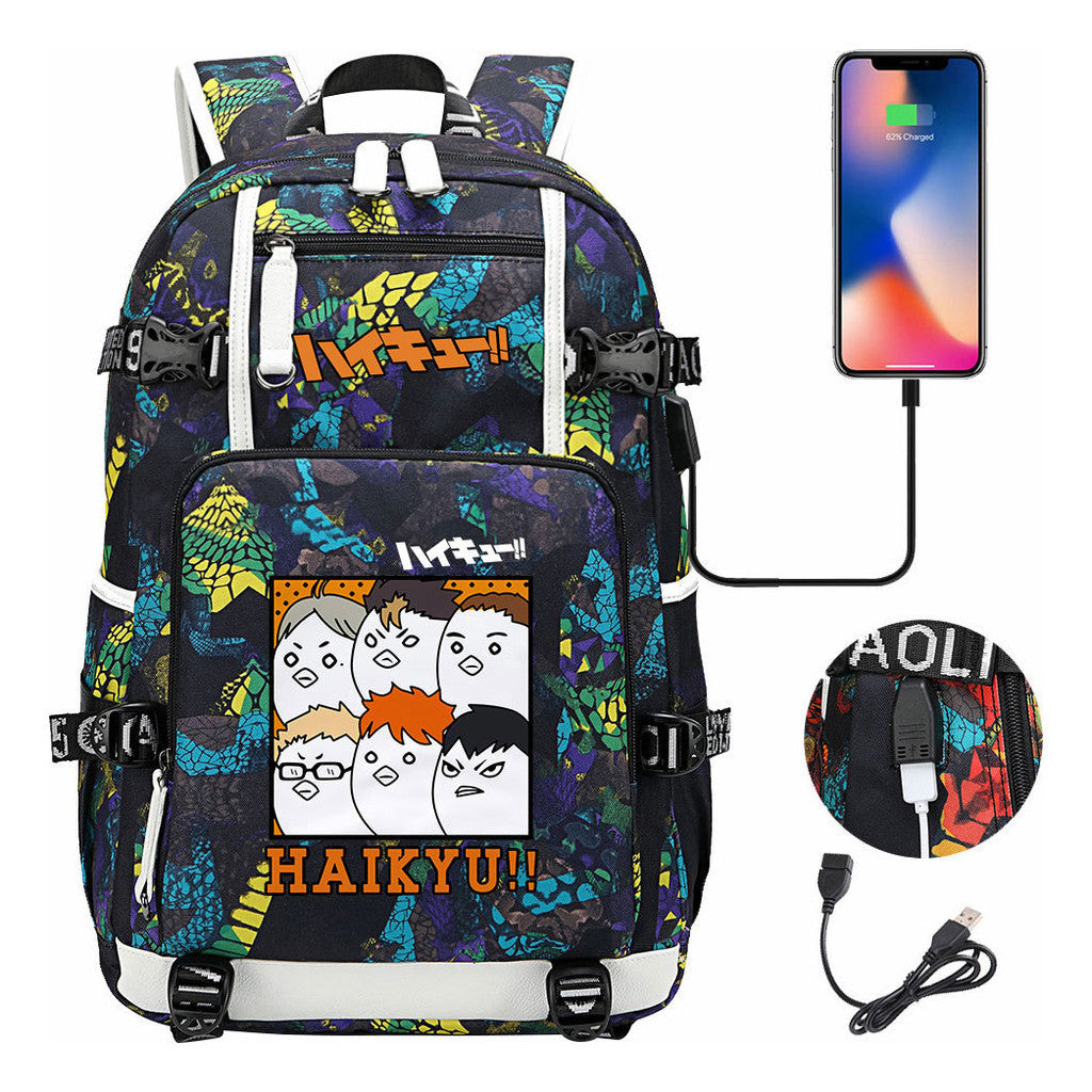 Volleyball Youth Usb Large Capacity Youth Student School Bag Men's And Women's Leisure Travel Backpack