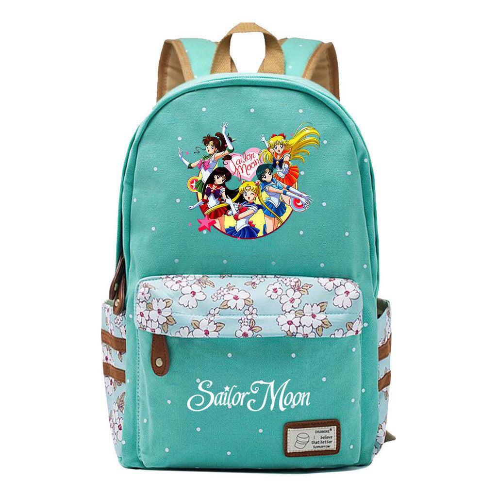 Anime Surrounding Beauty Girl Warrior Youth Student School Bag Fragmented Flower Boy's And Girl's Leisure Backpack
