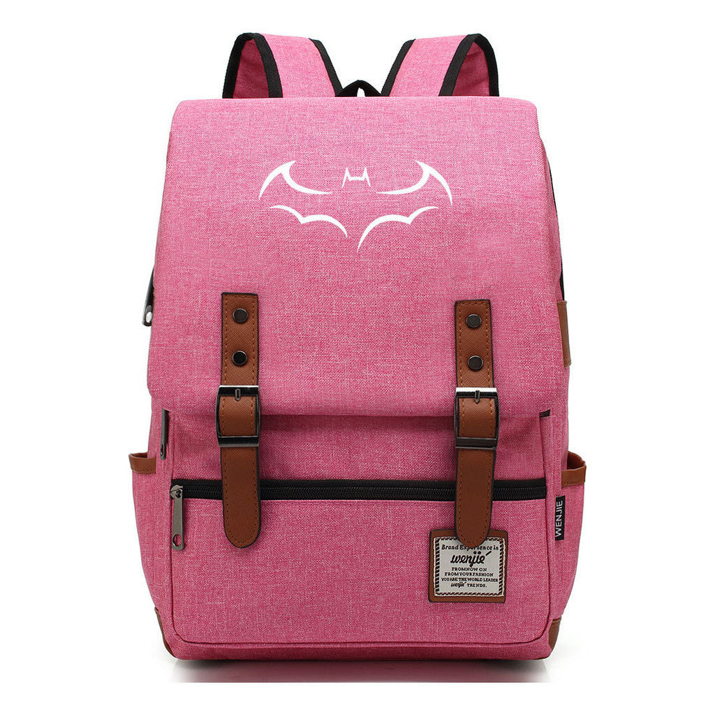 Superhero Batman Print Youth Student Backpack Casual Belt Buckle Classic Backpack
