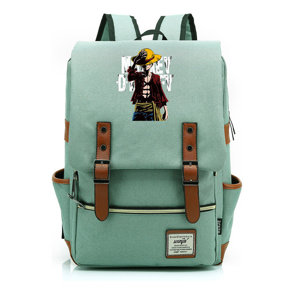 Anime Pirate King Luffy Printed Student Backpack For Men And Women With Casual Belt Buckle Classic Backpack