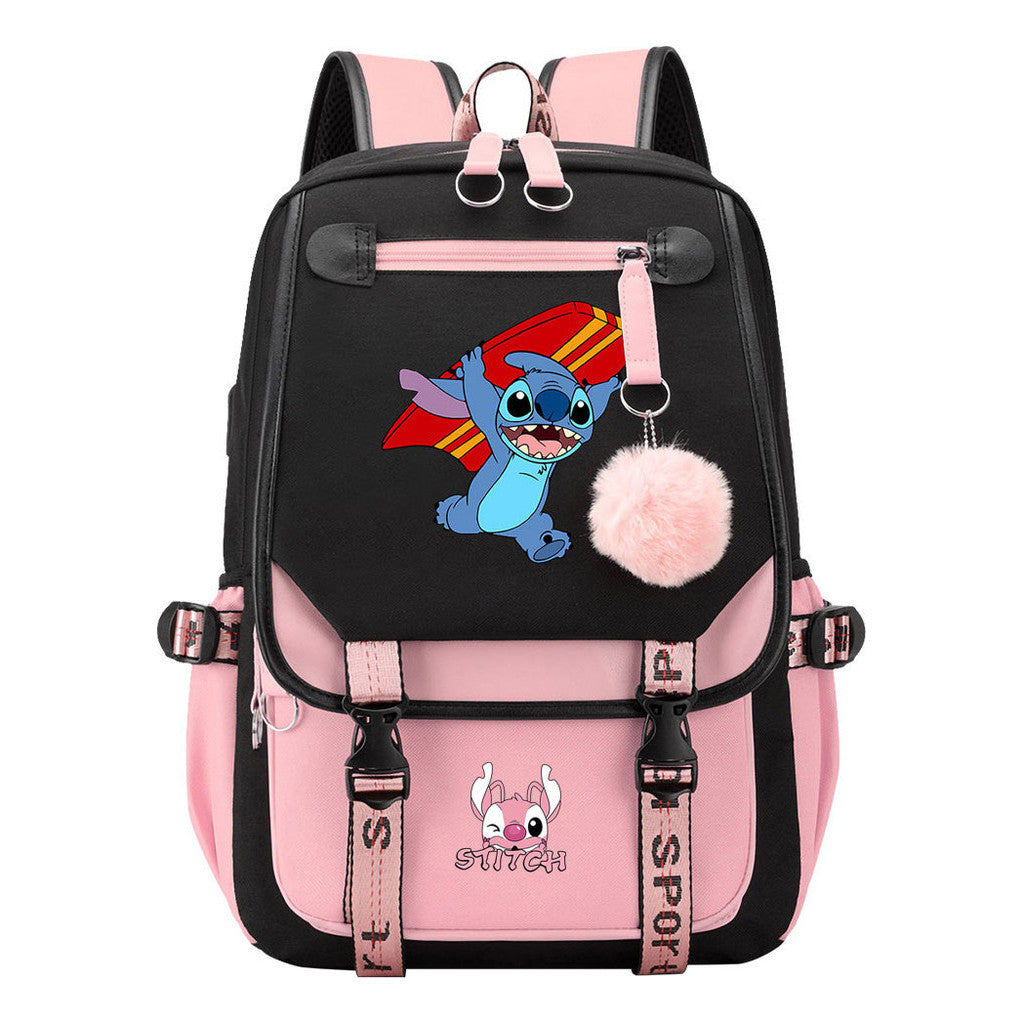 Usb Student Backpack Men's And Women's Casual Woven Strap Flip Backpack