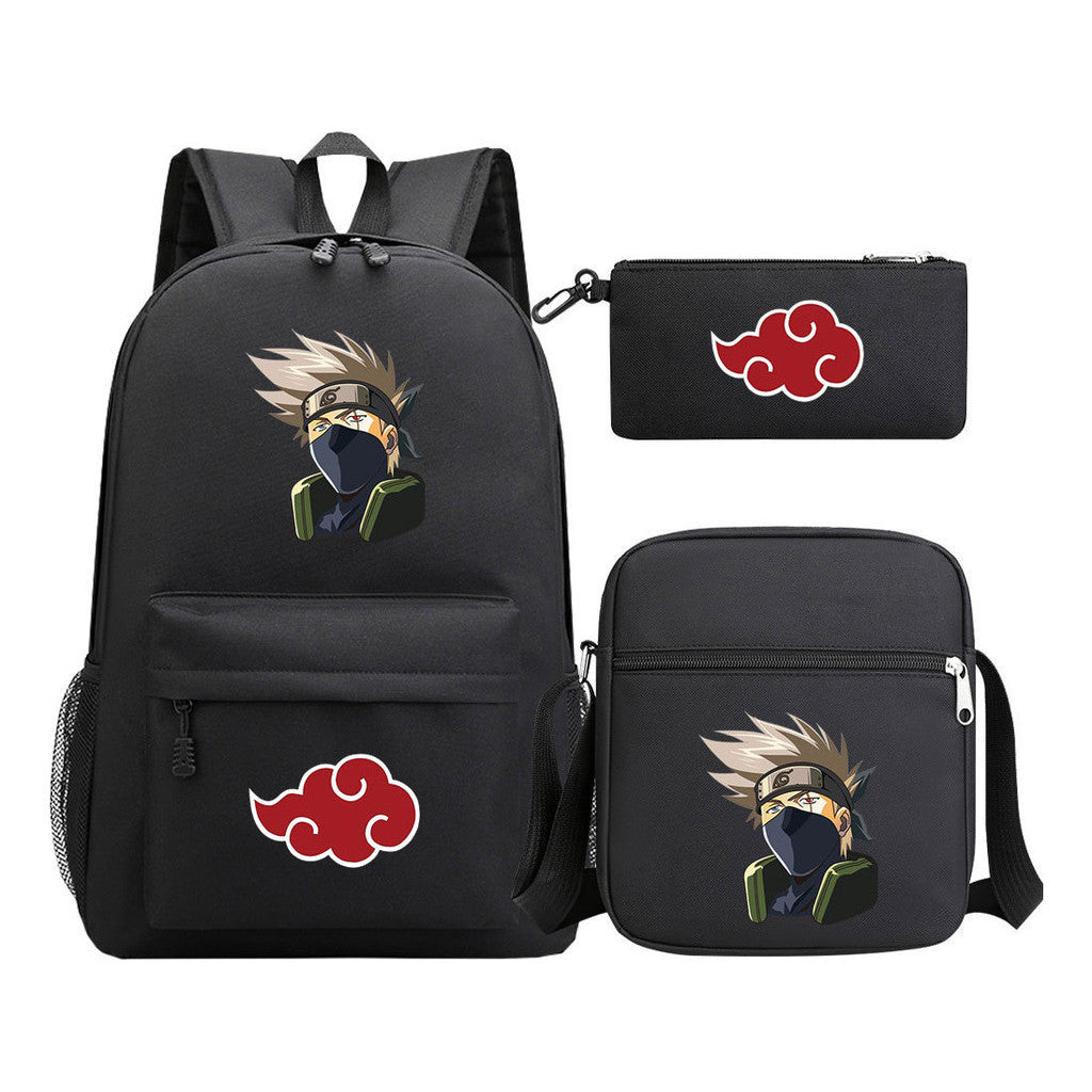 Anime Naruto Starry Sky Youth School Bag Three Piece Set For Boys And Girls Backpack Set
