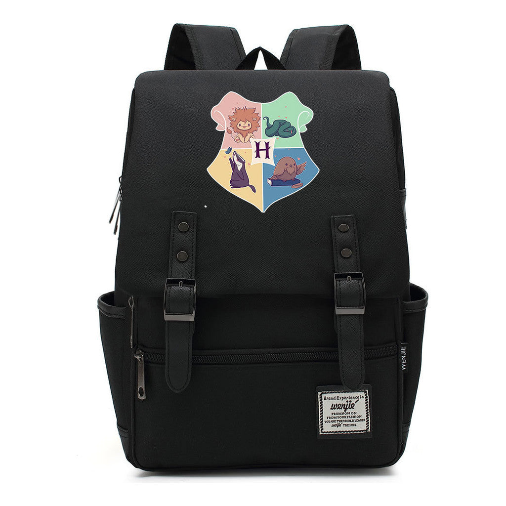 School Of Magic Printed Schoolbags For Young Students, Casual Belt Buckles And Classic Backpacks