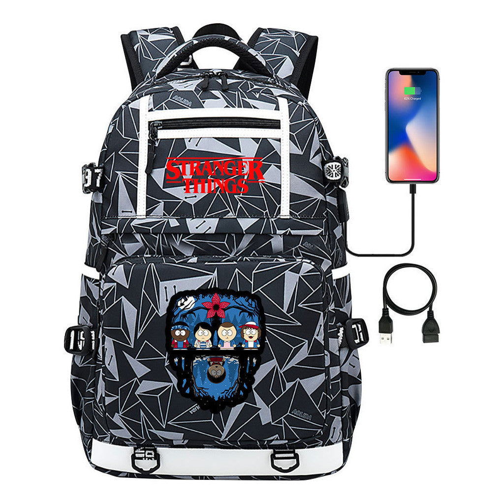 Printed Usb Youth Student Backpack For Men And Women's Leisure Travel Backpack