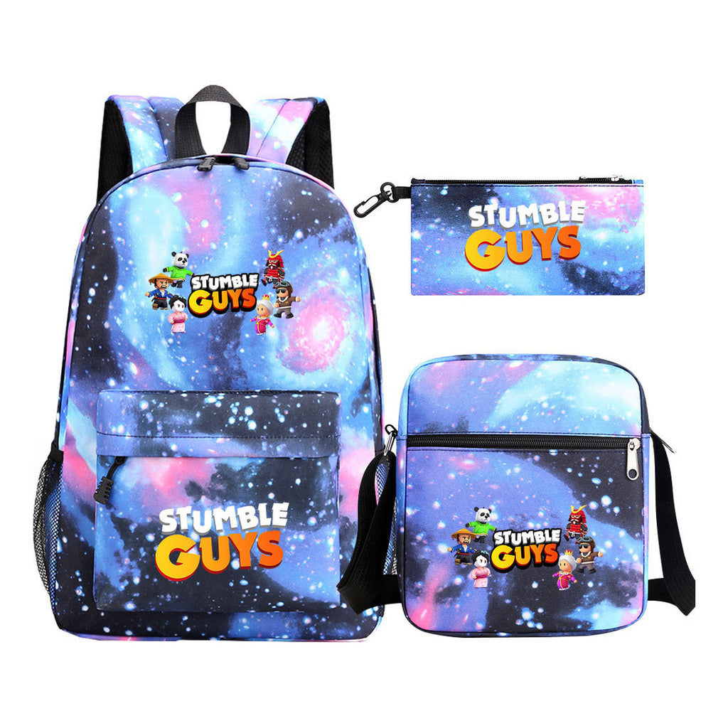 Three piece printed student backpack set for boys and girls, backpack set