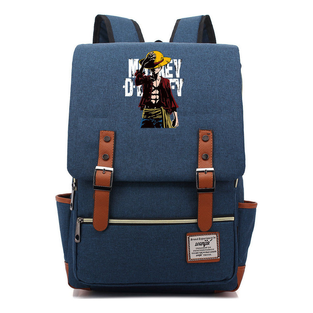 Anime Pirate King Luffy Printed Student Backpack For Men And Women With Casual Belt Buckle Classic Backpack