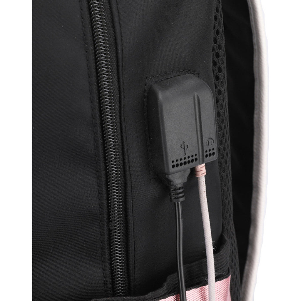 Usb Student Backpack Men's And Women's Casual Woven Strap Flip Backpack