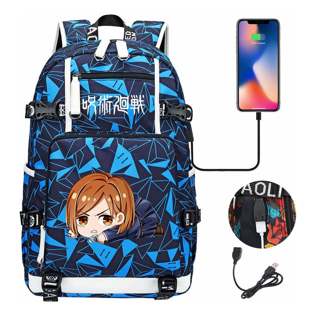 Printed Usb Youth Student Backpack For Men And Women's Leisure Large Capacity Travel Backpack