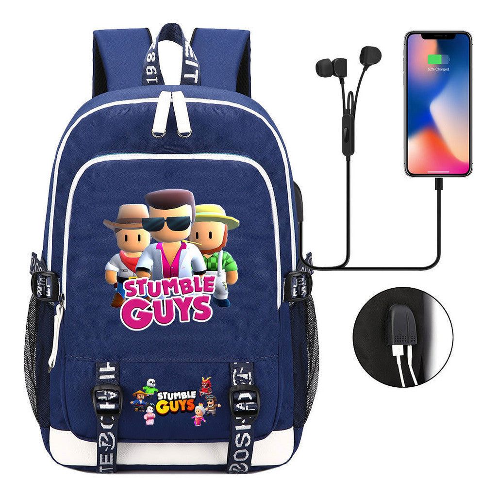 Printed Student Backpack Usb Leisure Backpack