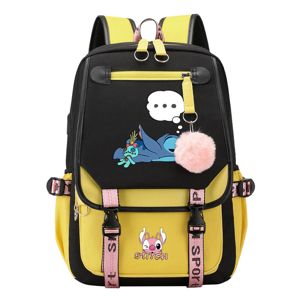 Usb Student Backpack Men's And Women's Casual Woven Strap Flip Backpack