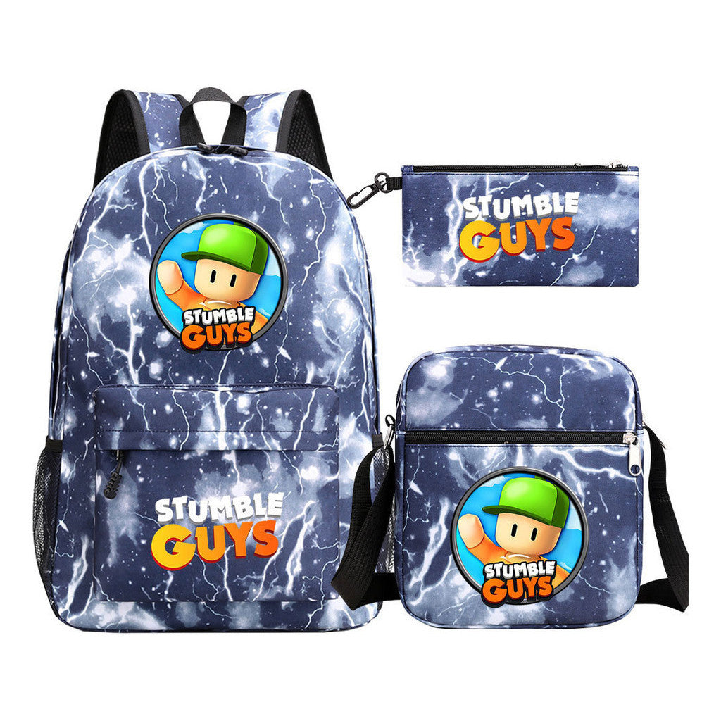 Printed Youth Student School Bag Three Piece Set Men's And Women's Shoulder Set Backpack