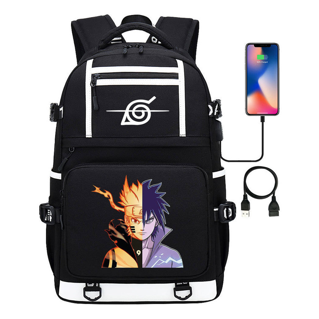 Fashionable Naruto Usb Youth Student School Bag Men's And Women's Backpack Leisure Travel Bag