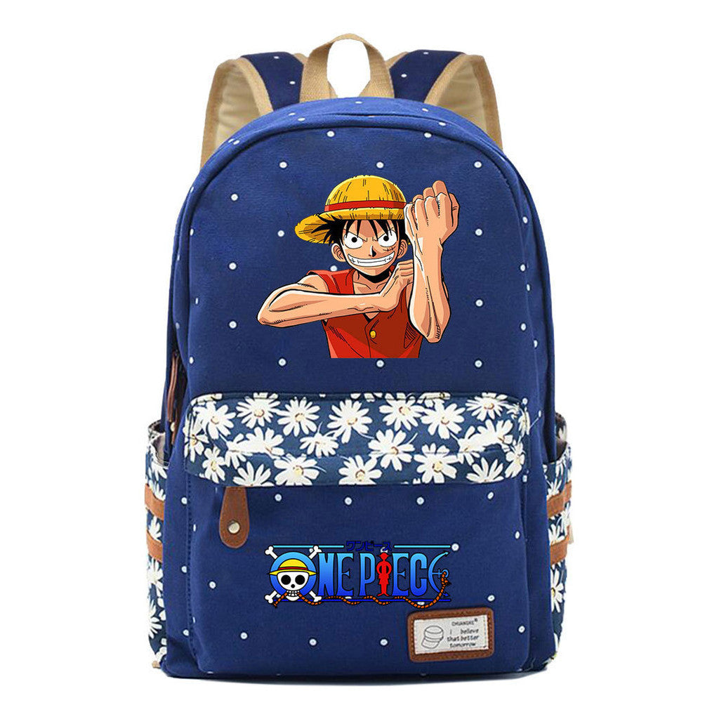 Anime Pirate Wang Lufei Printed Book Bag Fragmented Flower Leisure Backpack