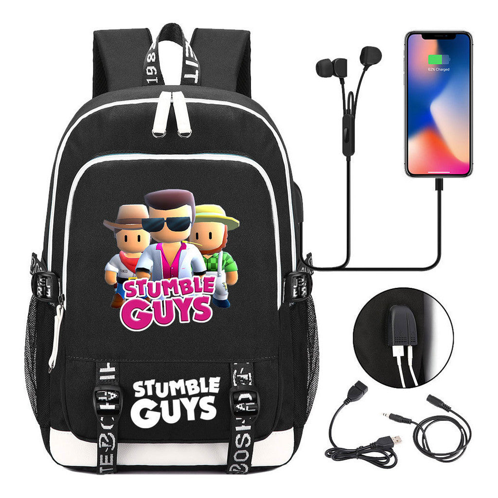 Printed Student Backpack Usb Men's And Women's Leisure Backpack