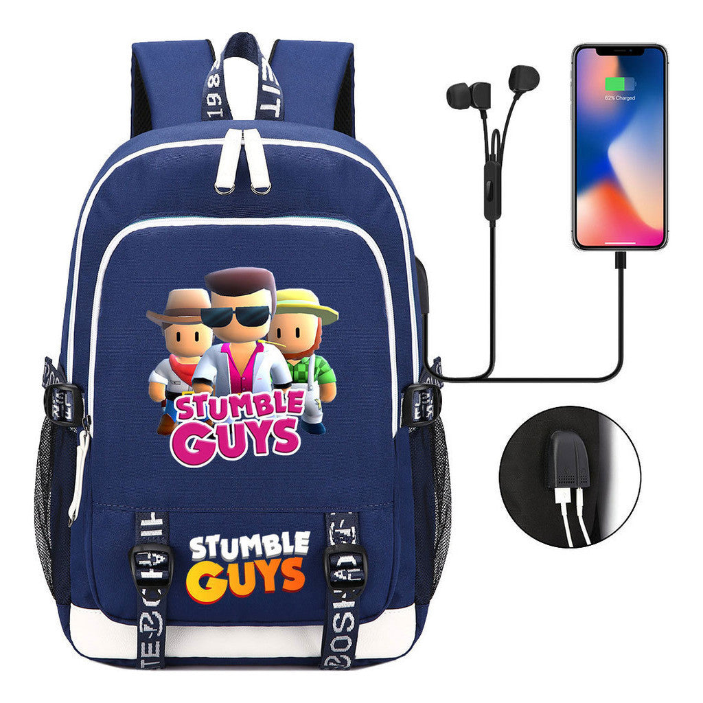Printed Student Backpack Usb Leisure Backpack