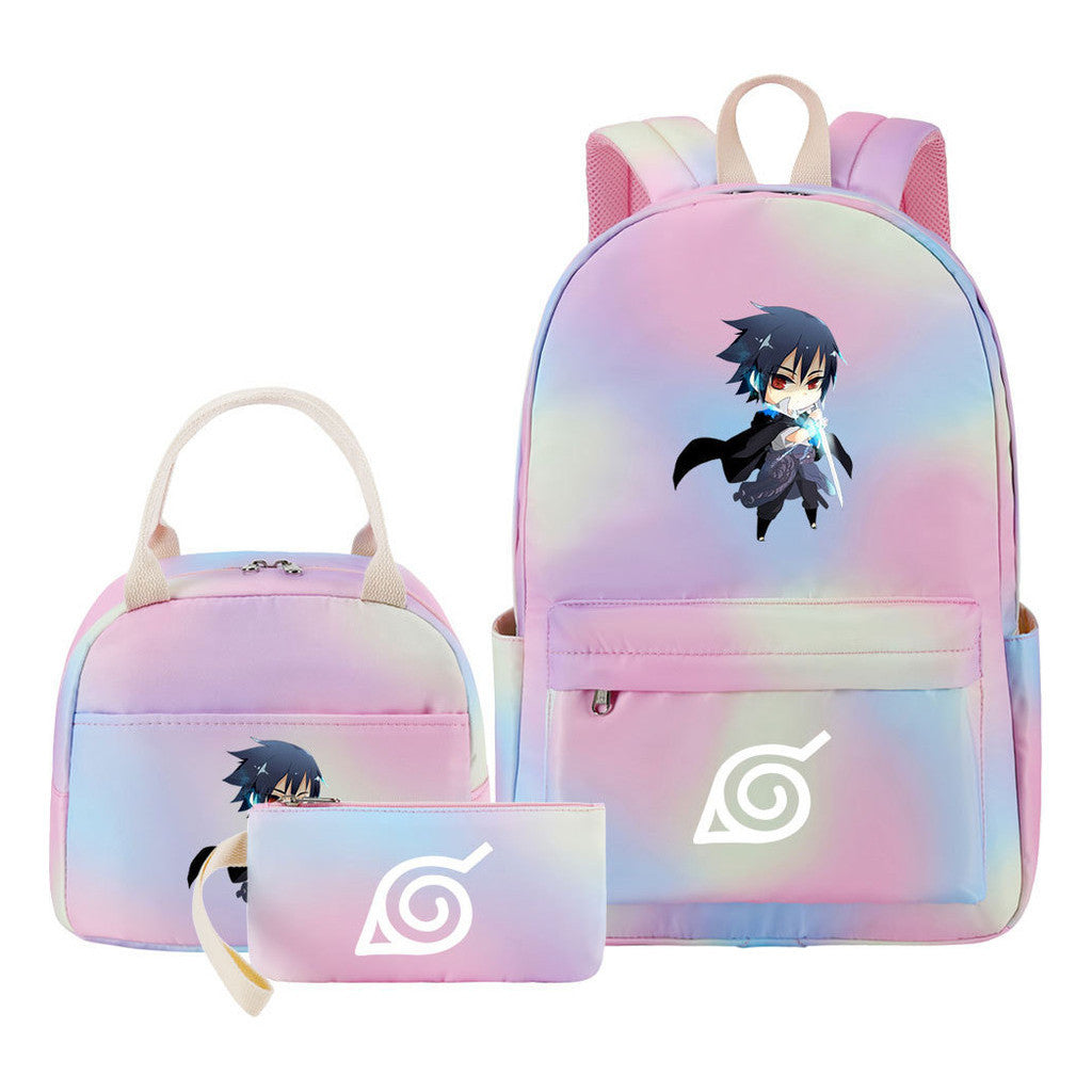 Naruto Youth Student School Bag Lunch Bag Three Piece Set Backpack Set