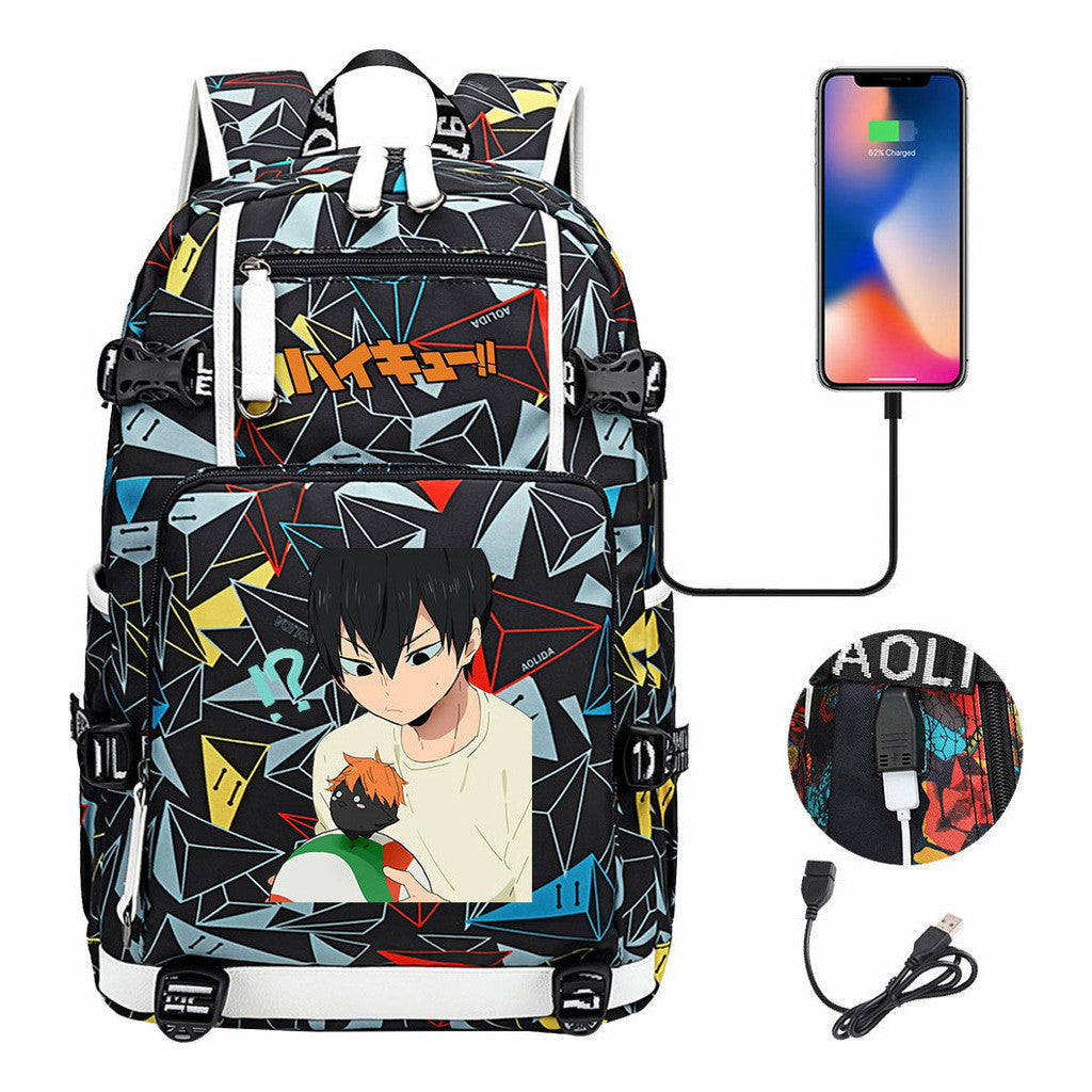 Volleyball Youth Usb Large Capacity Youth Student School Bag Men's And Women's Leisure Travel Backpack