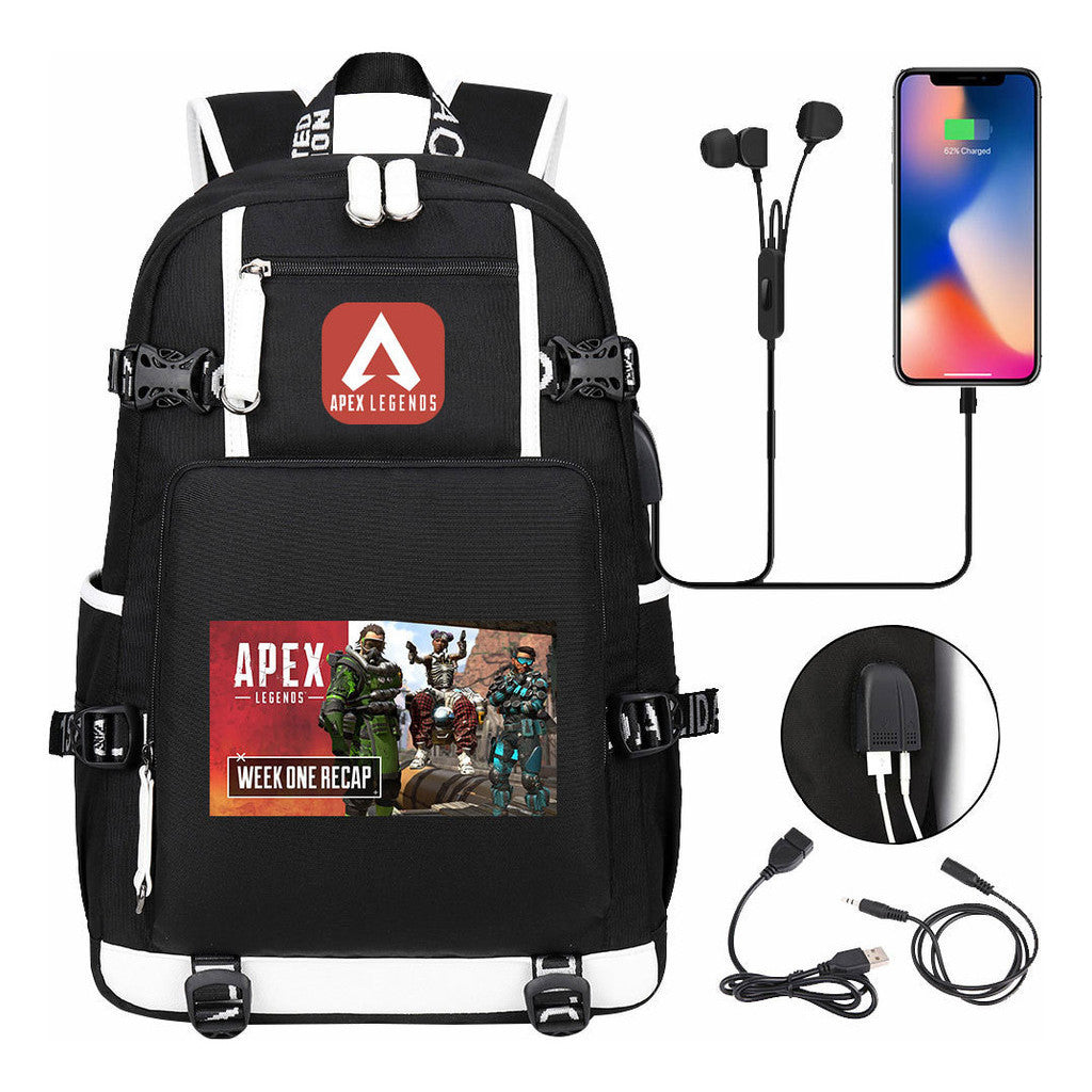Game Apex Hero Print Usb Large Capacity Youth Student School Bag Men's And Women's Leisure Travel Backpack