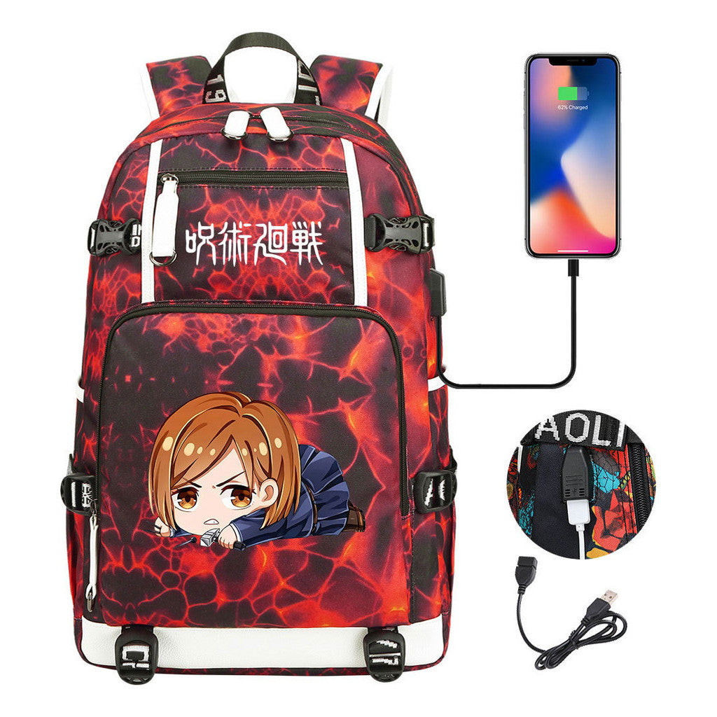 Printed Usb Youth Student Backpack For Men And Women's Leisure Large Capacity Travel Backpack
