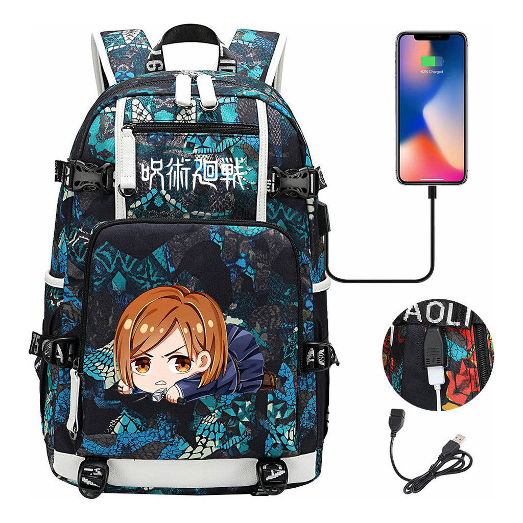 Printed Usb Youth Student Backpack For Men And Women's Leisure Large Capacity Travel Backpack