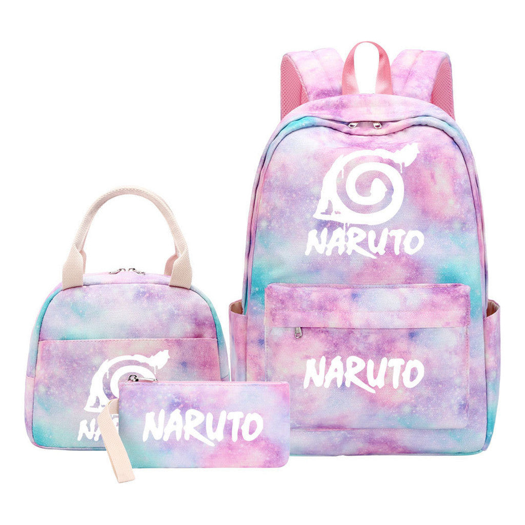 Naruto Teenage Student Girls School Bag Lunch Bag Three Piece Set Backpack Set