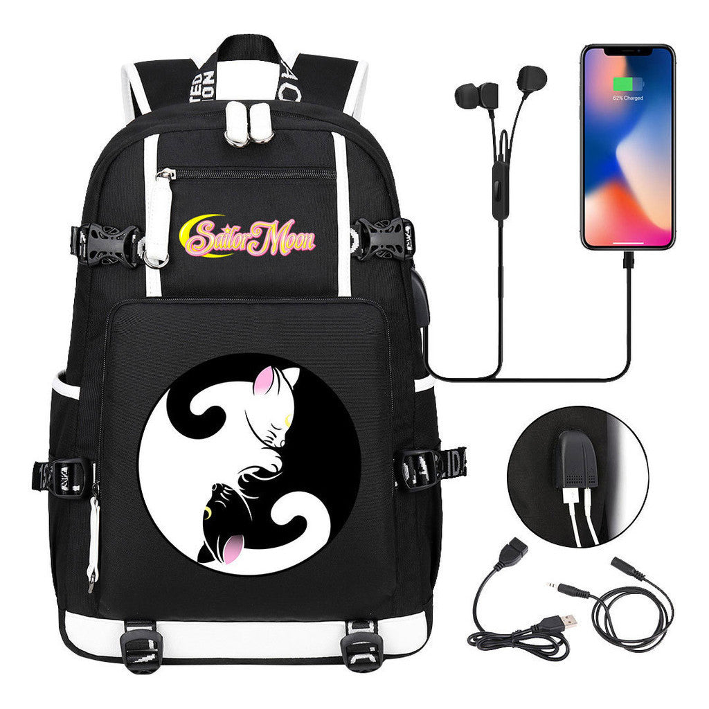 Beautiful Girl Warrior Usb Youth Student School Bag Travel Backpack