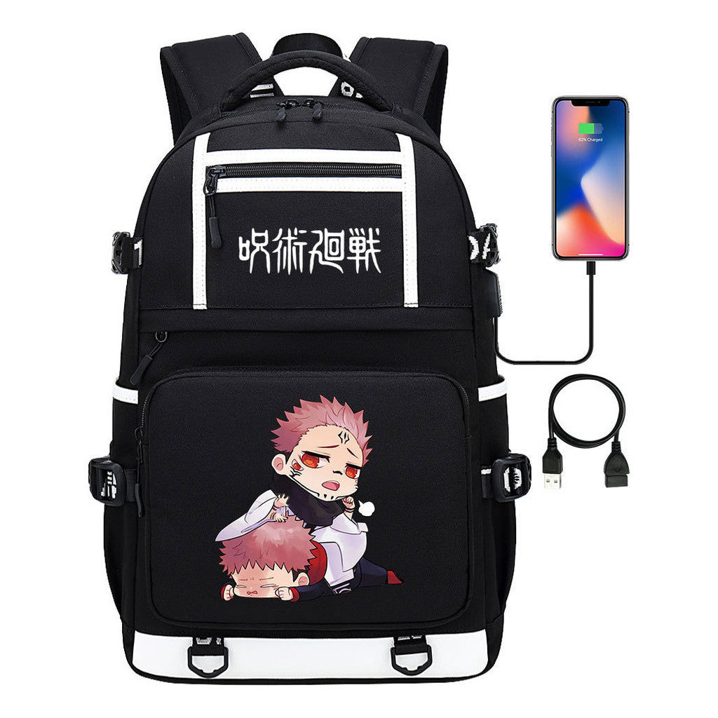 Printed Usb Youth Student School Bag Men's And Women's Backpack Leisure Travel Bag
