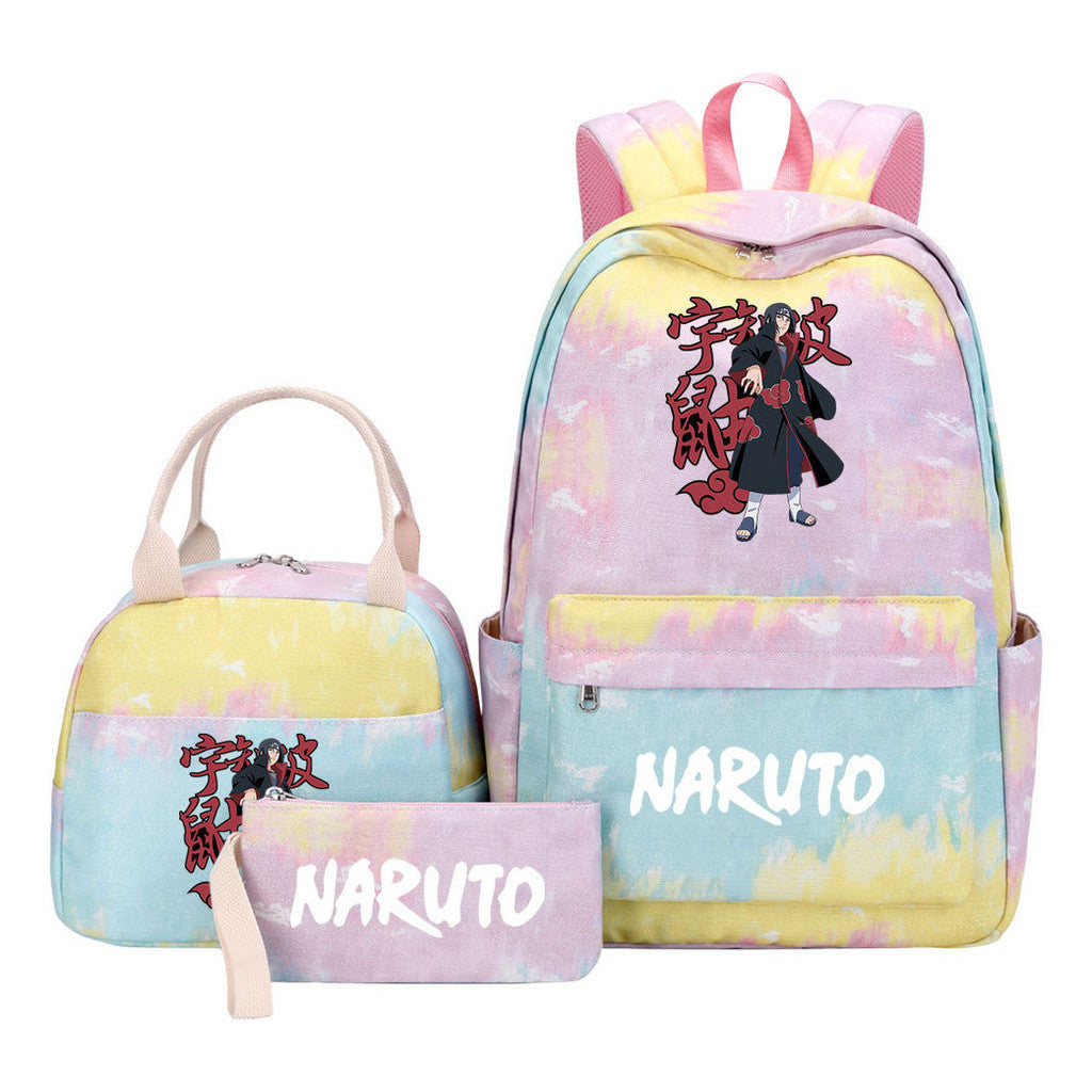 Naruto Student Girl Backpack Lunch Bag Three Piece Set Backpack