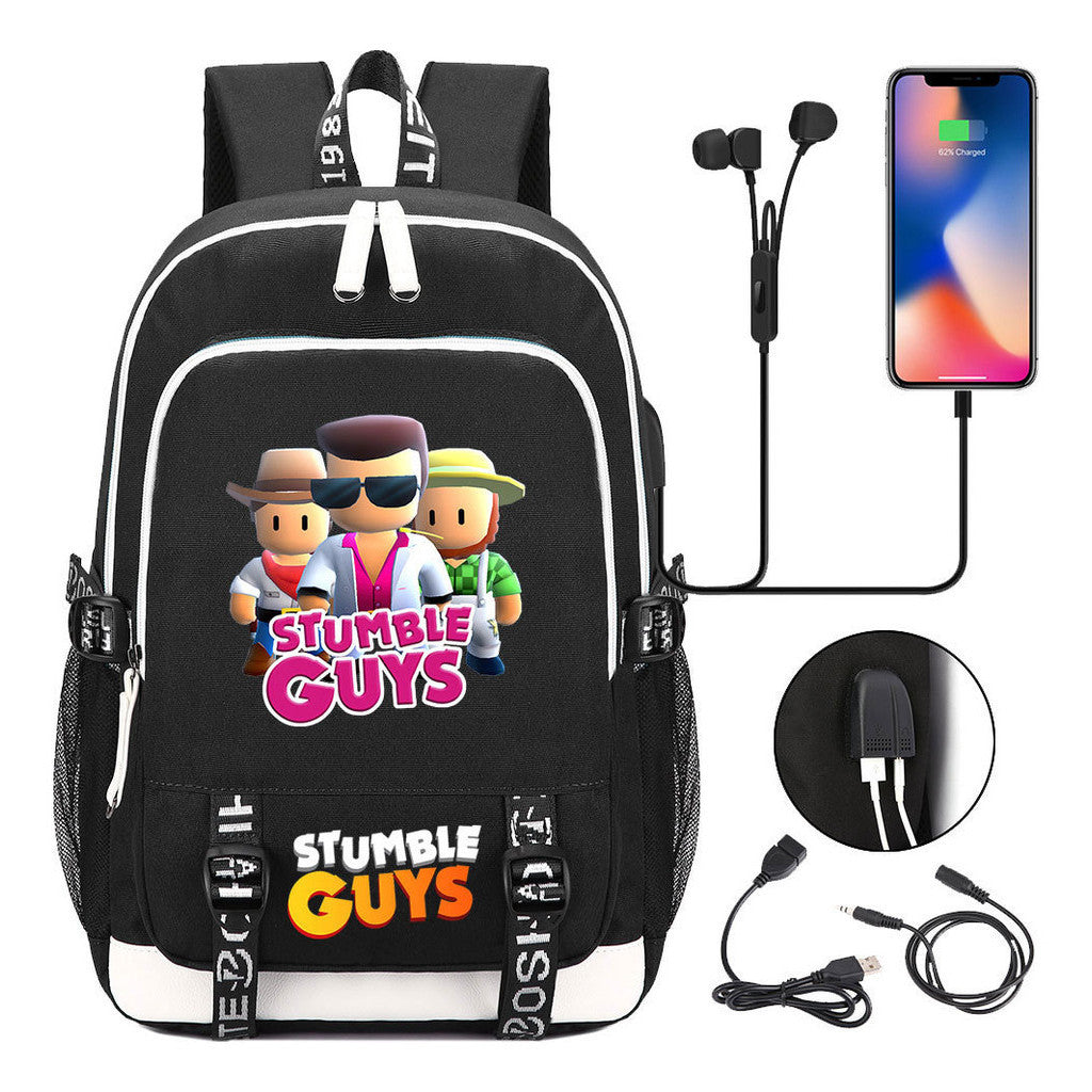 Printed Student Backpack Usb Leisure Backpack