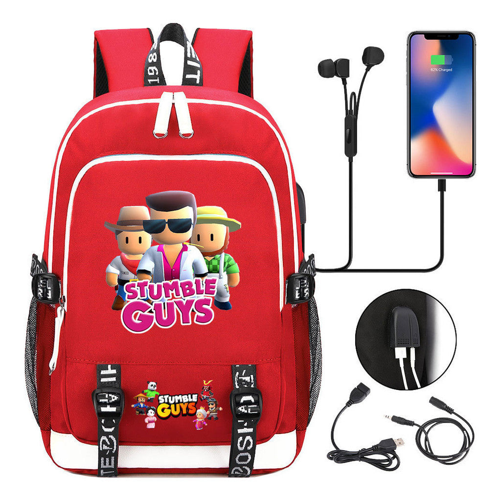 Printed Student Backpack Usb Leisure Backpack